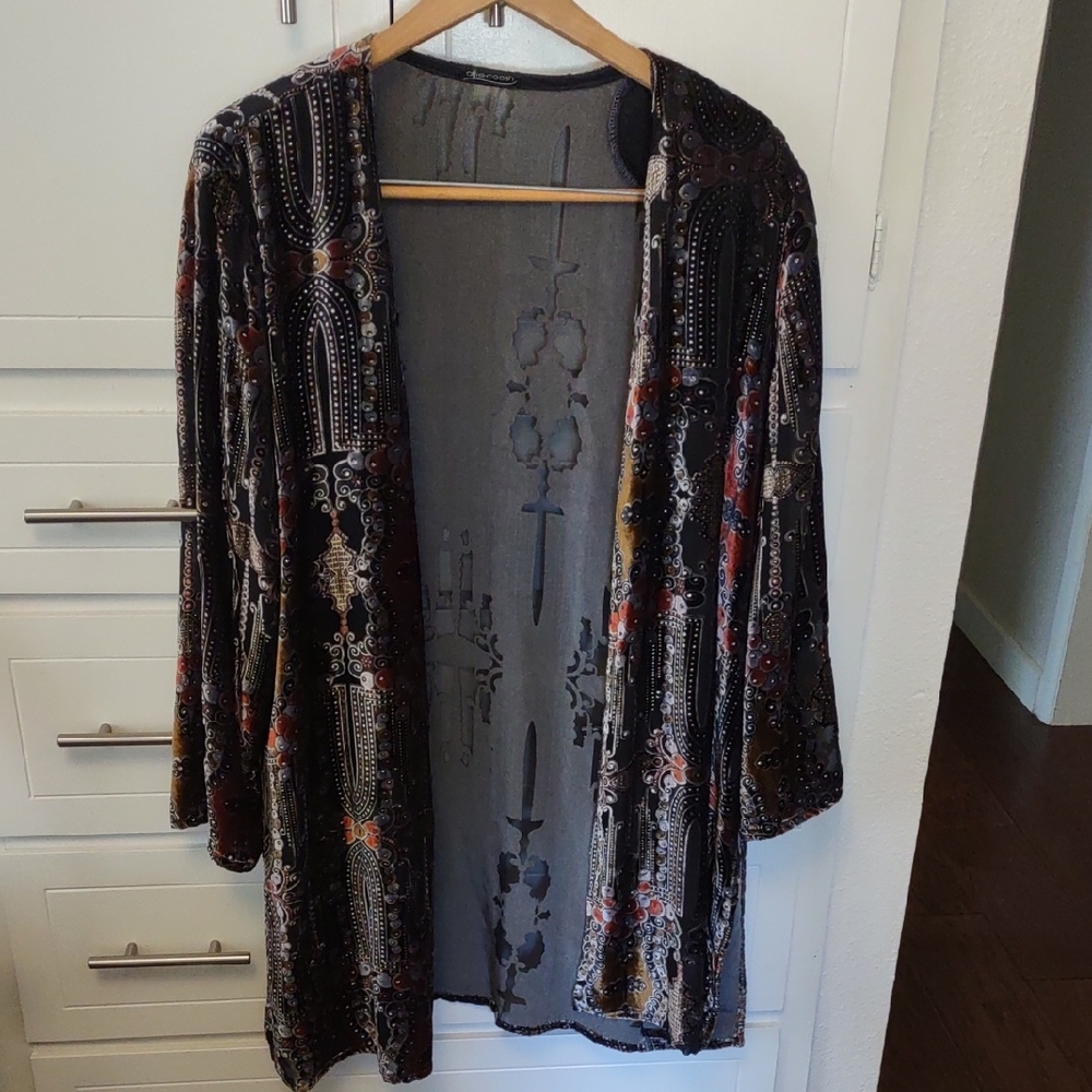 Allie Coosh Women's Multicolor Burnout Velvet Jacket